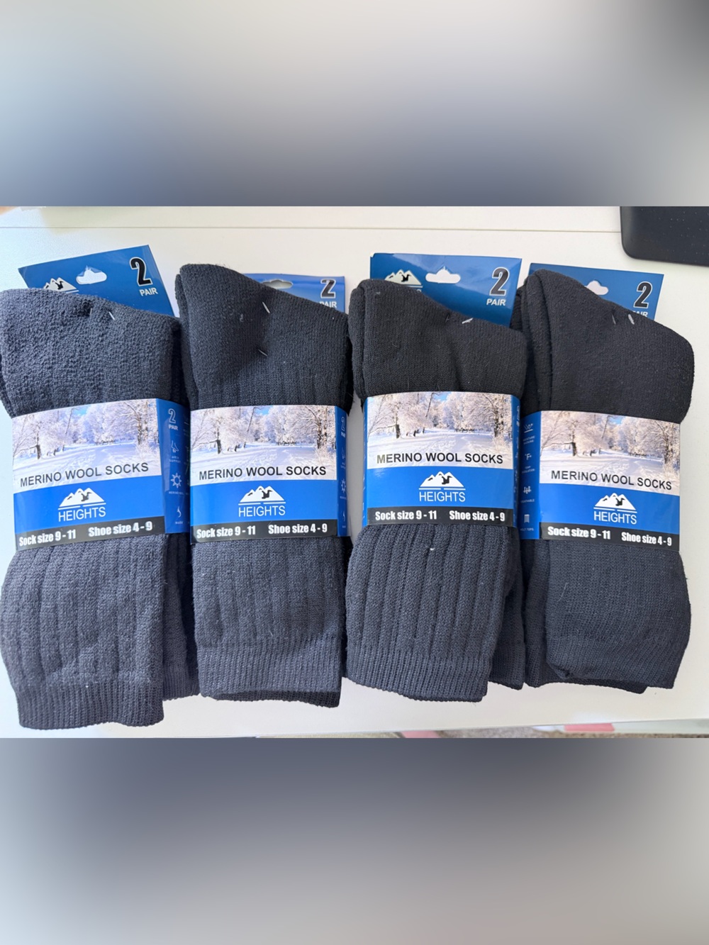 NWT: Merino Wool Socks (4 packs; 2 pair in each)